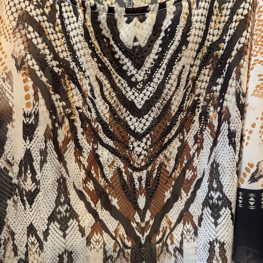 Vintage Y2K Era B.L.E.U. Multicolor Rhinestone Western Patterned Cape Size Large - Picture 3 of 5